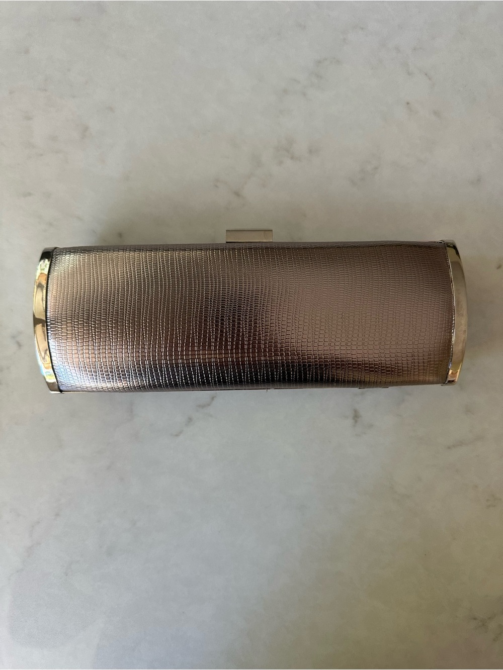 Macys Evening Event Oblong Silver Clutch New with Tags